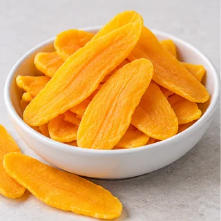 Slices of golden dried mango