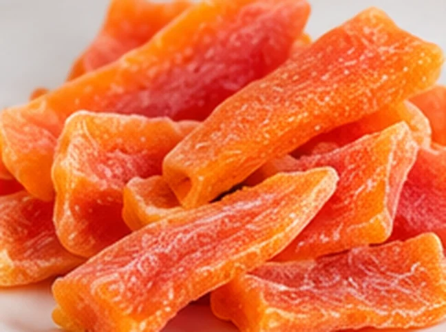 Orange strips of dried papaya