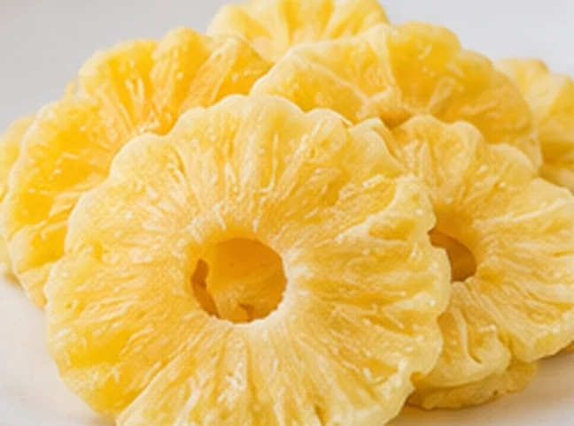 Golden rings of dried pineapple