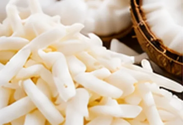 A bowl of shredded desiccated coconut