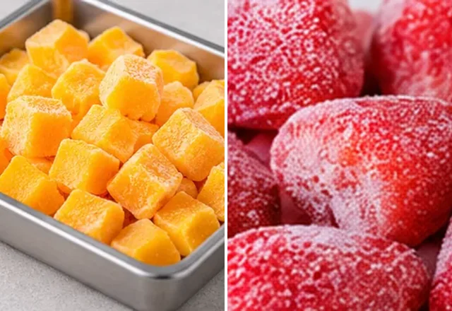 Assorted individually frozen tropical fruit pieces