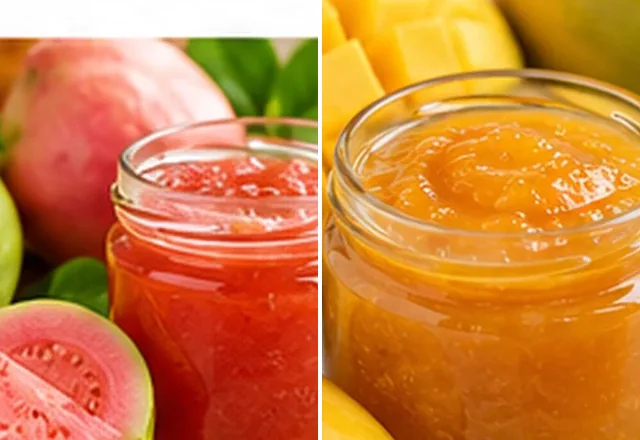 Tropical fruit preserves in a glass jar