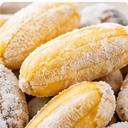 Frost-covered prepared Saba bananas