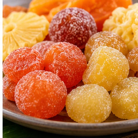 Assorted colorful dried-fruit confections