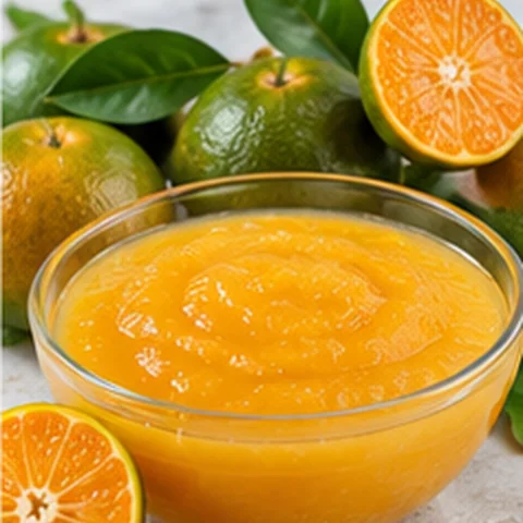 Orange dalandan citrus purée in a bowl