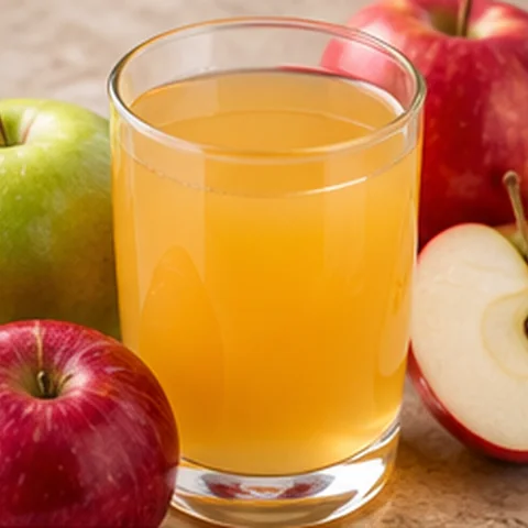 Apple juice in a glass with fresh apples